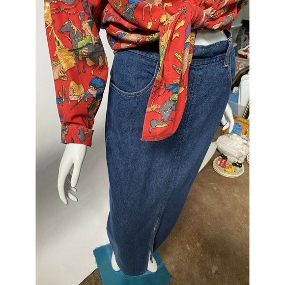 Banana Republic Womens Denim Pencil Skirt Blue Front Slit Pockets Medium Wash 6 - Picture 4 of 10